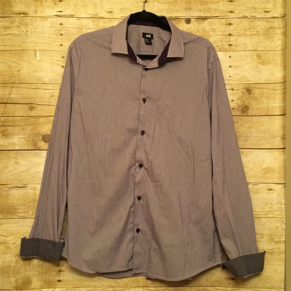 H&M Men’s XL dress shirt Royal Purple checkered